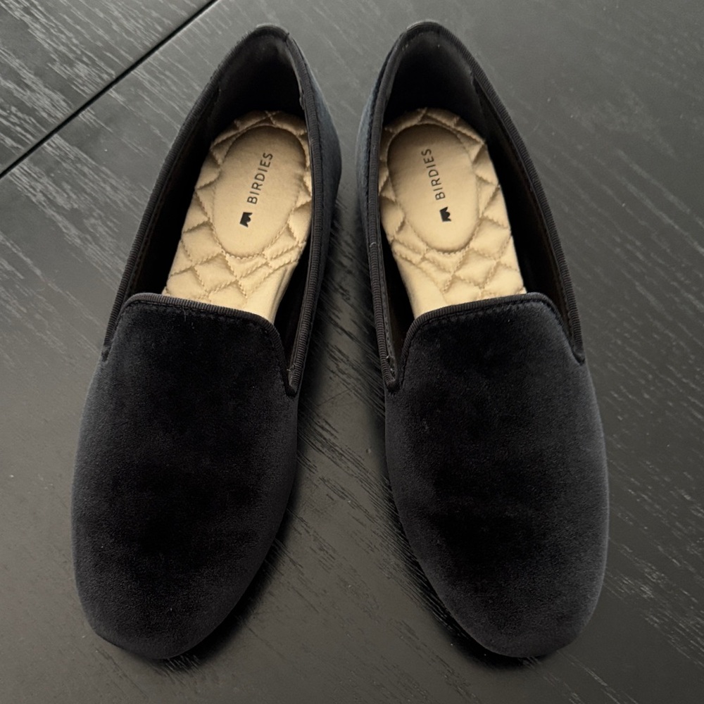 Birdies The Stong Luxurious Black Velvet Flats